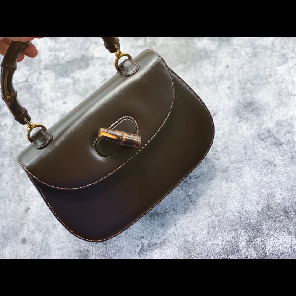 Authentic Vintage Gucci Bamboo Bag in Dark Brown
